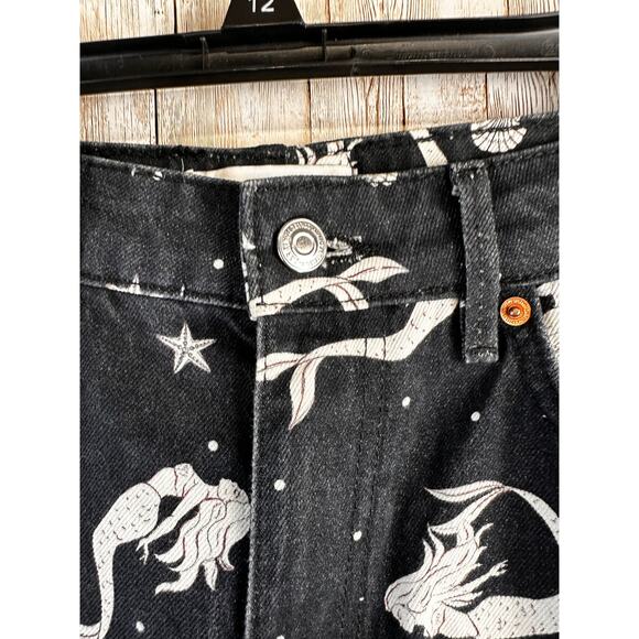 Zara Woman The Trevor Full Length Jeans 2 Black Mermaid Sea Shell Straight Leg‎ - Picture 7 of 11